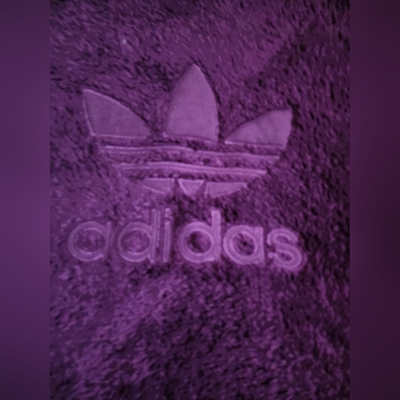 RARE! ADIDAS Winterized Fuzzy Maroon Purple TREFOIL Sherpa HOODIE Men's L Large - Picture 3 of 7